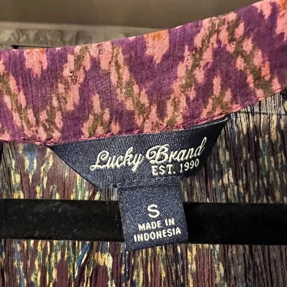 Lucky brand top long sleeve with ties size Small Preowned - Picture 2 of 6